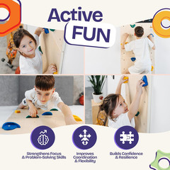 Rock Climbing Wall for Kids | Indoor Playground Play Gym Set with Drawing Blackb