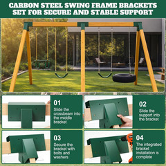 3 Pcs Heavy Duty Swing Set Bracket Kit – 3 A-Frame Hardware for DIY Outdoor Play