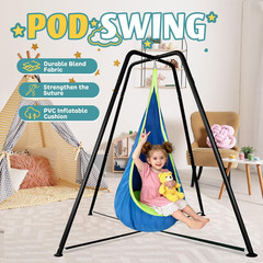 Heavy-Duty Sensory Swing with Stand – Indoor/Outdoor Hammock Chair, 350LBS Blue
