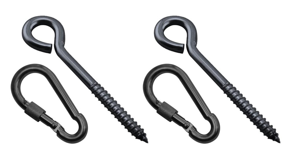 4 Pack Stainless Steel Screw Eye Hooks with Snap Hooks for Hammock Hanging