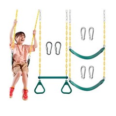 TURFEE 3 Pack Assorted Swing Set, Including 1 Gym Rings Trapeze Swing Bar and…