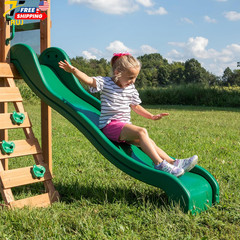 Wood Swing Set with Wave Slide Canopy Roof Outdoor Playset FREE SHIPPING USA ONL