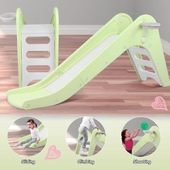 Toddler Slide Playset Kids Slide Climber Indoor Playground W/ Basketball Hoop