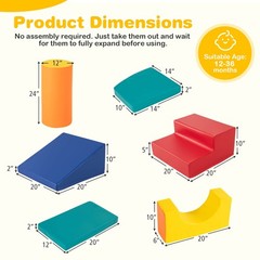 10 Pieces Foam Climbing Blocks Set w/ PU Leather Surface. for 1-3 Years Old.