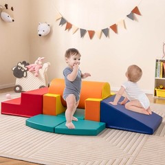 10 Pieces Foam Climbing Blocks Set w/ PU Leather Surface. for 1-3 Years Old.