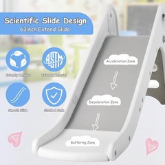 3 in 1 Slide for Kids Indoor Baby Play Climber Slide Set with Basketball Hoop
