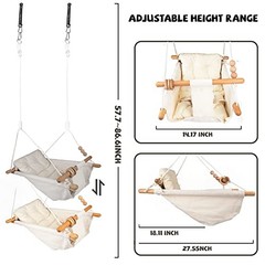 Baby Swing Outdoor Indoor for Infants to Toddlers, Portable Adjustable Cream