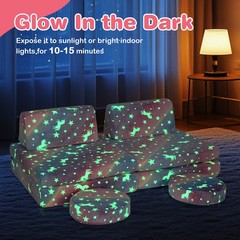 Modular Kids Play Couch Set Glow in Dark Portable Handles Color Soft Foam Sofa