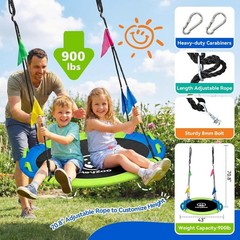 43-Inch Saucer Swing for Kids & Adults – Vibrant Multi-Color Design