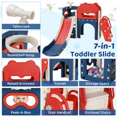 Kids Slide Climber Playset 8-in-1Toddler Large Slide Indoor & Outdoor Slide