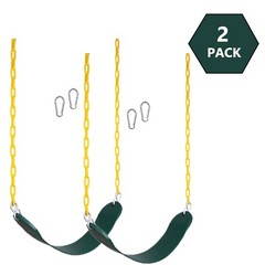 New Bounce Swing Seat – Heavy Duty Rust-Proof Chain – Set of 2 – Green