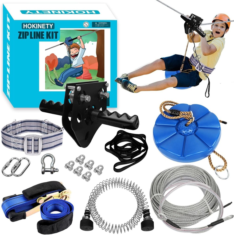 Zip Line Kit for Kids Adults : Up to 450Lbs 150FT Zipline for Backyard Outdoor w