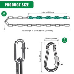 4 Pcs 85″ Heavy Duty Swing Chains Stainless Steel Hanging Chains