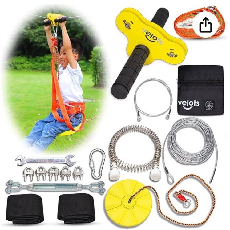 Zipline Kits for Backyard, 140FT Zip Lines Kit 350LB Kids Toys Play Set, Adu…