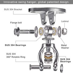 Silent Bearing Swivel Swing Hanger Stainless Steel Swing Hook Ceiling Mount S…