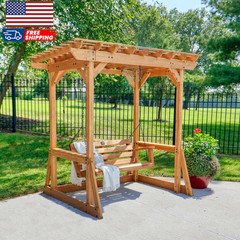 Backyard Discovery Callahan 8′ x 5′ Cedar Wood Outdoor Patio Pergola Swing Bench