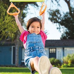 Three Feature Colored Playground Swing Set w/ Trapeze Bar, Multicolor(For Parts)