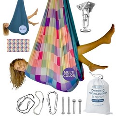 Multi-color/Blue Sensory Swing – Double Layer Reversible – Outdoor/Indoor