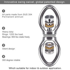 Dolibest Swing Swivel with 2 Bearing,Safest Rotational Silver Closed ( 1pack)