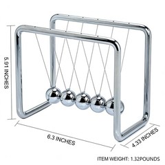 CERROPI Newtons Cradle, 25S+ Swing Time, Newton’s Pendulum 5 Balance Balls,…