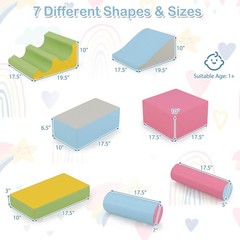 7 Pcs Toddler Climbing Blocks w/Hook Loop Fasteners Waterproof PU Leather Cover