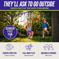 Ultimate Ninja Warrior Obstacle Course for Kids – 2×55 Ft Slackline, Climbing Ne
