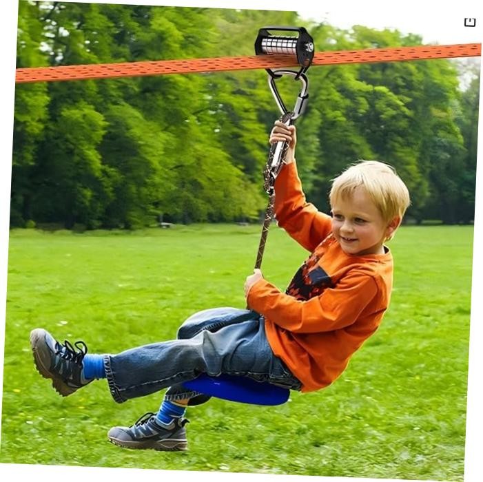 Zip Line Slackline Kit for Kids and Adults – Ninja Course Zipline with 65ft