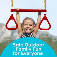 Children’s Trapeze Swing Set in Red: Includes Heavy-Duty Chains & Carabiners