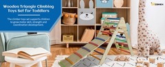 Pikler Triangle Ladder with Ramp & Slide, Wooden Foldable for Toddlers 1-7
