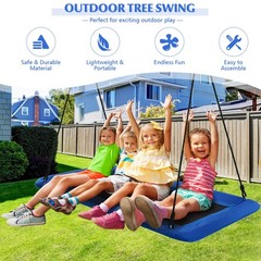 60″ Kids Giant Tree Rectangle Swing 700 lbs w/ Adjustable Hanging Ropes Blue