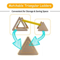 Set of 3 Wooden Climbing Ladder Triangle Climber Toy w/ Ramp Slide Toddler Kids