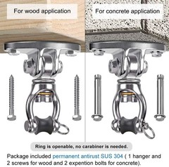 Silent Bearing Swivel Swing Hanger Stainless Steel Swing Hook Ceiling Mount S…