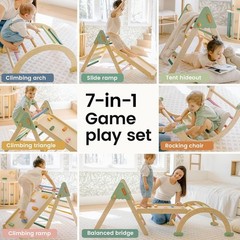Tiny Land 7 in 1 Pikler Triangle Foldable Montessori