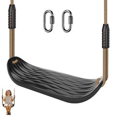 Non-Slip U-Shape Swing for Kids & Adults, HD Plastic w/Adj Ropes, Outdoor Black