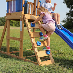 Bay Pointe All-Cedar Swing Set – Large Upper Deck, Durable Wooden Playset for Ba