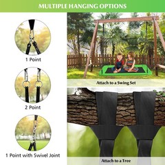 60″ Kids Giant Tree Rectangle Swing 700 lbs w/ Adjustable Hanging Ropes Green