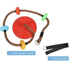 REDCAMP Climbing Rope Disc Tree Swing Heavy Duty Kids Adults w/ Straps Hooks