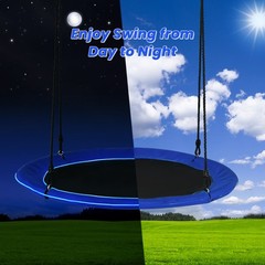 40″ Saucer Tree Swing 660 LBS for Kids Adults Outdoor w/LED Lights Blue