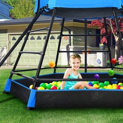 Climbing Toys Jungle Gym Climber with Platform Tent Kids Outdoor Monkey Bars Set