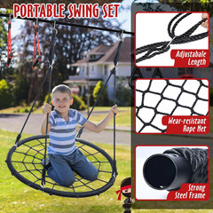 50 Ft Ninja Warrior Obstacle Course for Kids with Tree Swing, Portable Slackline