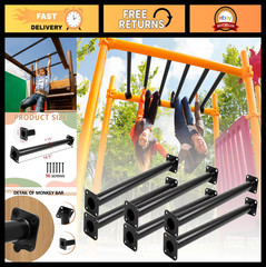 16.5″ Outdoor Monkey Bars Set of 6 – Black Metal Climbing Playground Ladder Kit