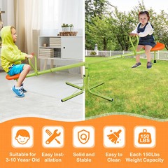 Teeter Totter Sit and Spin Seesaw Heavy-Duty 360° Rotating Kids Outdoor Toys