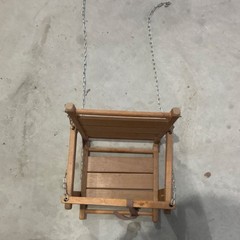 Wooden Outdoor Swing Seat with Chains, Safety Strap, for Ages 1-4 Years