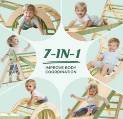 7 in 1 Pikler Triangle Set, Foldable Wooden Climbing Toys for Toddlers, Monte…