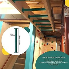 Set of 6 Metal Monkey Bars for Backyard Playset – 16.5″ Climbing Handles, Green