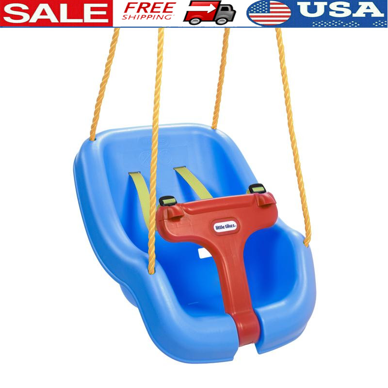 2-In-1 Baby Toddler Swing High Back Durable Indoor Outdoor Play W/ Safety Straps