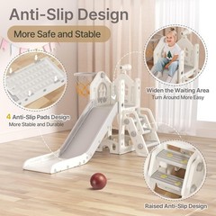 5 in 1 Toddler Slide – L-Shaped Baby Slide for Toddlers Aged 1-3 with Basketball