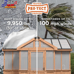 Savannah Chalet Style 14.5′ X 12′ Cedar and Polycarbonate Walk-In Greenhouse Kit
