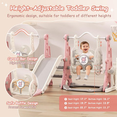 Toddler Swing and Slide Set – 6 in 1 Baby Slide for Toddlers Age 1-2, with Baske