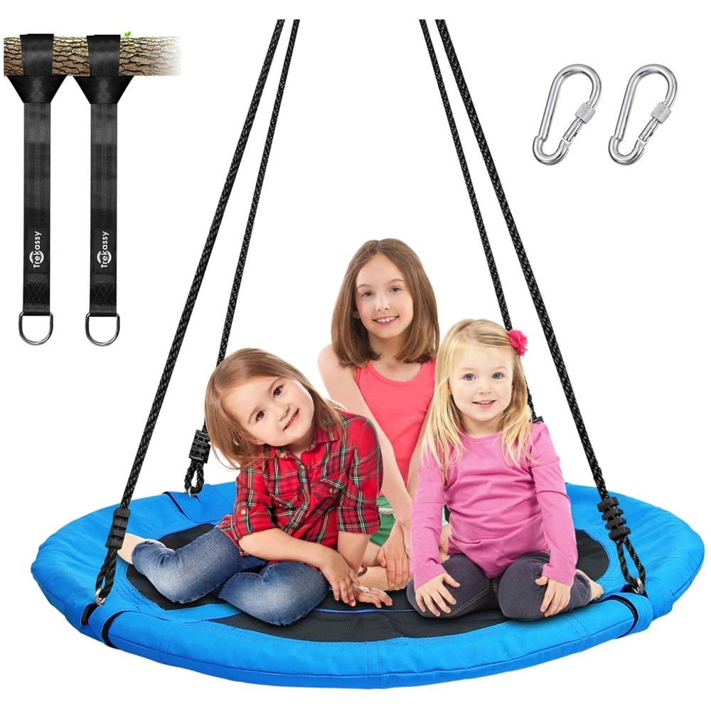 700lb Capacity Outdoor Saucer Swing w/ Straps – Blue